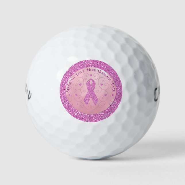 Breast Cancer Pink Ribbon Golf Balls (Front)