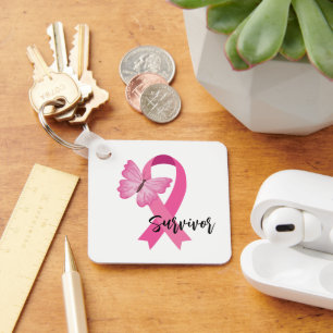 Breast Cancer Pink Ribbon Keychain