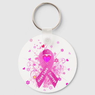 breast cancer pink ribbon keychain
