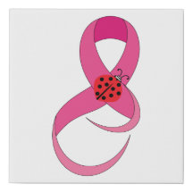 Breast Cancer Pink Ribbon Ladybug Luck Canvas