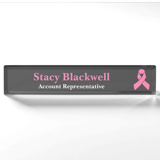 Breast Cancer Pink Ribbon Name Plate (Front)