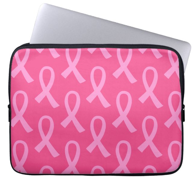 Breast Cancer Pink Ribbon Pattern Laptop Sleeve (Front)
