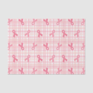 Breast Cancer Pink Ribbon Plaid Pattern Tissue Paper