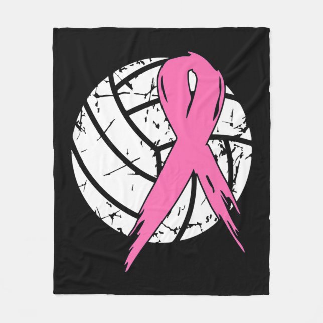 Breast Cancer Pink Ribbon Volleyball Awareness Cos Fleece Blanket (Front)
