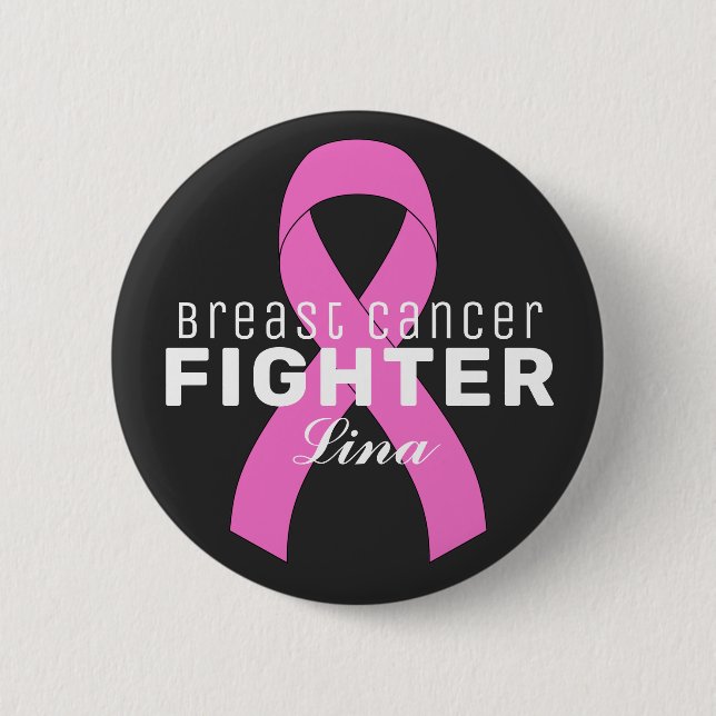 Breast Cancer Ribbon Black Button (Front)