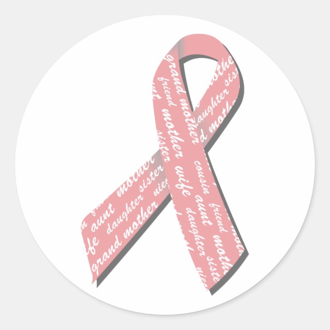 Breast Cancer Ribbon Classic Round Sticker (Front)