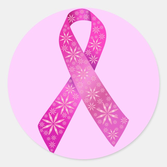 Breast Cancer Ribbon Classic Round Sticker (Front)