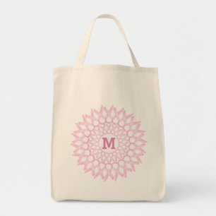 Breast Cancer Ribbon Monogram Tote Bag