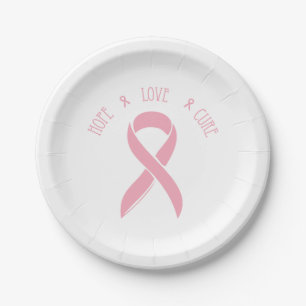 Breast Cancer Ribbon of Hope Paper Plate