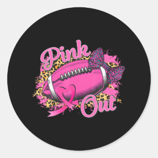 Breast Cancer Ribbon Pink Out Football Pink Classic Round Sticker