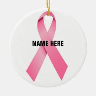 Breast Cancer Ribbon Tribute Ceramic Ornament