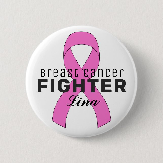 Breast Cancer Ribbon White Button (Front)