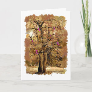 Breast cancer ribbons on a tree card