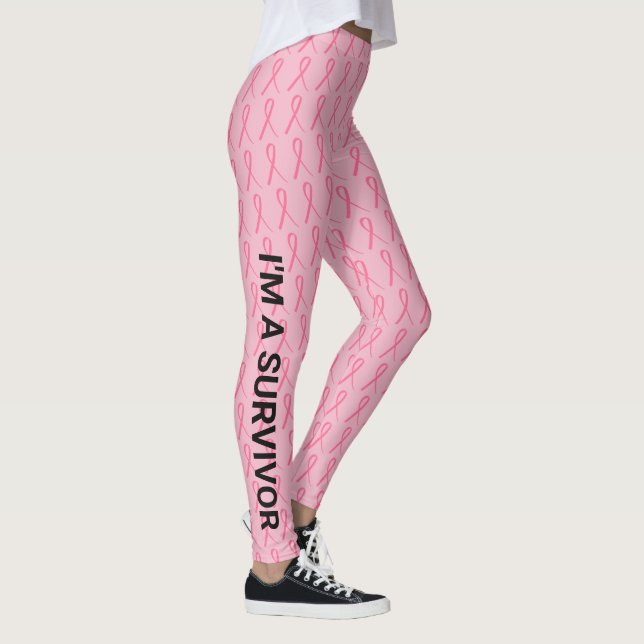 Breast Cancer Run Your Name Double Sid Pink Ribbon Leggings (Right)