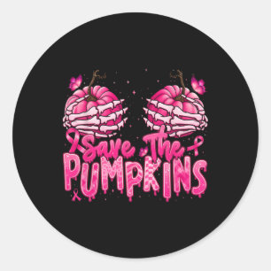 Breast Cancer Save The Pumpkins Pink Ribbon Fall S Classic Round Sticker