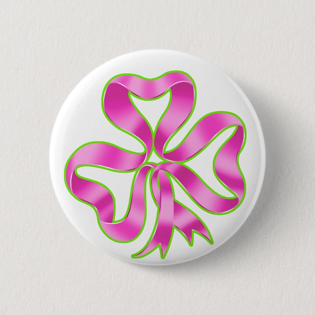 Breast Cancer Shamrock Ribbon 2 Inch Round Button (Front)