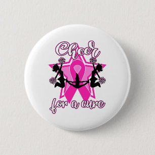 Breast Cancer Shirt Pink Ribbon Cheerleader  2 Inch Round Button