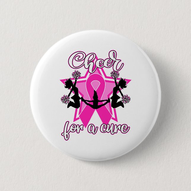 Breast Cancer Shirt Pink Ribbon Cheerleader  2 Inch Round Button (Front)