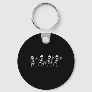 Breast Cancer Skeletons Dancing Awareness Men Wome Keychain