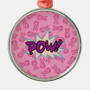 Breast Cancer Super Hero Metal Ornament