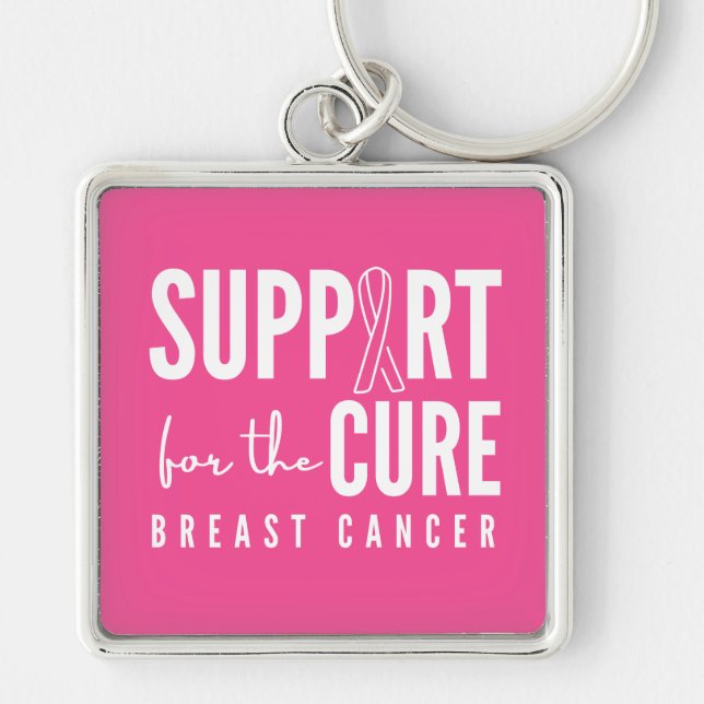 breast cancer support cure pink Keychain (Front)