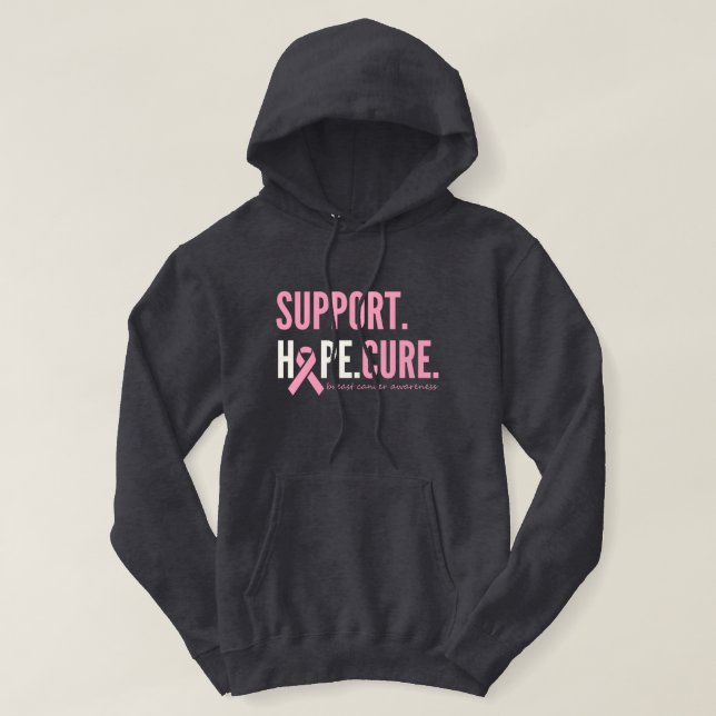breast cancer support hope cure Pullover Hoodie (Design Front)