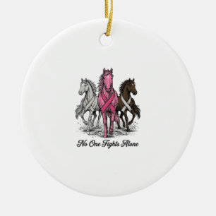 Breast Cancer Support Horse Vector Shirt Design_1 Ceramic Ornament