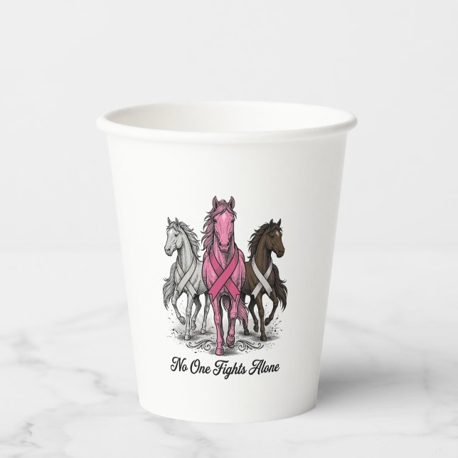 Breast Cancer Support Horse Vector Shirt Design_1 Paper Cups (Front)