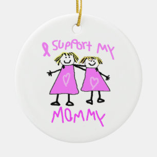 Breast cancer support mommy hanging ceramic ornament