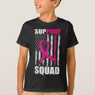 Breast Cancer Support Squad For Mom Flag Pink Ribb T-Shirt