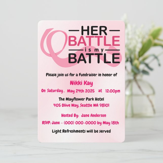 Breast Cancer Support Team Pink Ribbon Personalize Holiday Card (Standing Front)