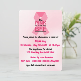 Breast Cancer Support Team Pink Ribbon Personalize Invitation