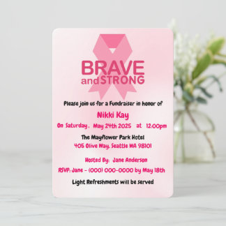 Breast Cancer Support Team Pink Ribbon Personalize Invitation