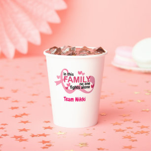 Breast Cancer Support Team Pink Ribbon Personalize Paper Cups