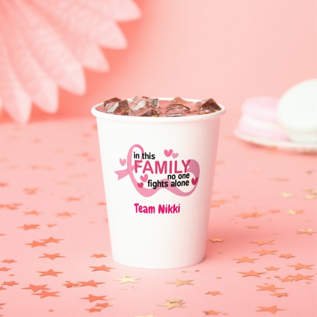 Breast Cancer Support Team Pink Ribbon Personalize Paper Cups (Insitu)