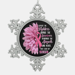 Breast Cancer Support The Fighters Gift For Her T- Snowflake Pewter Christmas Ornament