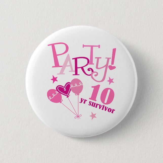 Breast Cancer Survivor 10 Year 2 Inch Round Button (Front)