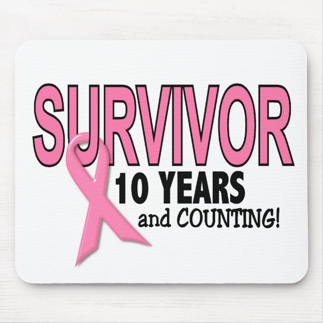 BREAST CANCER SURVIVOR 10 Years & Counting Mouse Pad (Front)