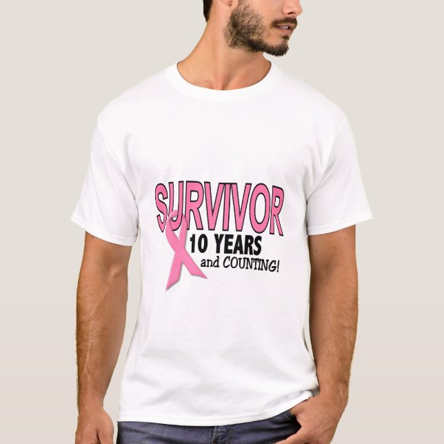 BREAST CANCER SURVIVOR 10 Years & Counting T-Shirt (Front)