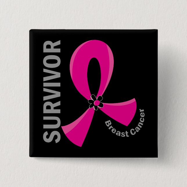 Breast Cancer Survivor 12 2 Inch Square Button (Front)