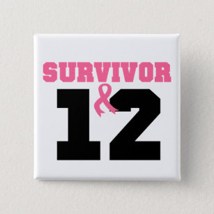Breast Cancer Survivor 12 Years 2 Inch Square Button