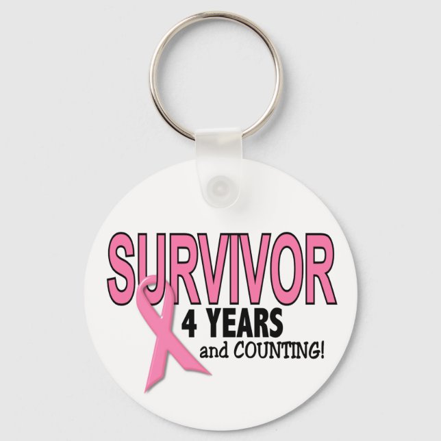 BREAST CANCER SURVIVOR 4 Years & Counting Keychain (Front)