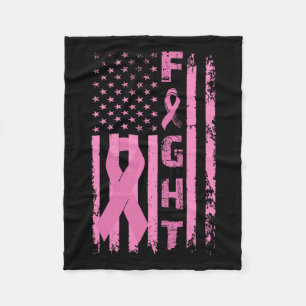 Breast Cancer Survivor American Flag Awareness  Fleece Blanket