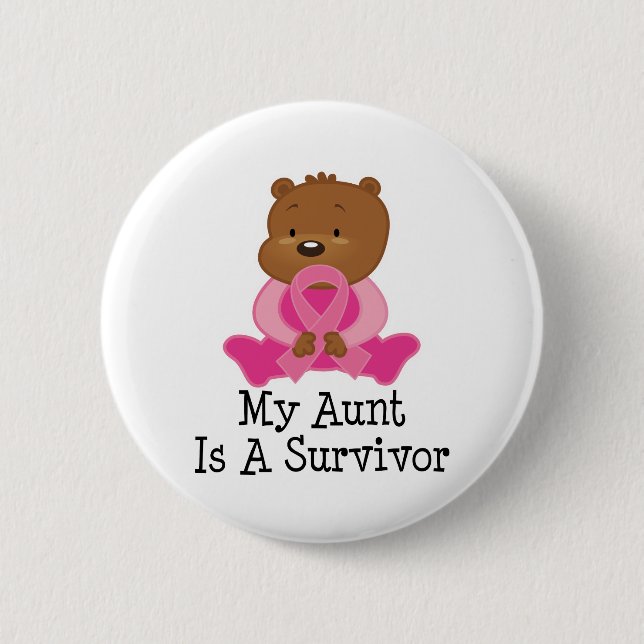 Breast Cancer Survivor Aunt 2 Inch Round Button (Front)