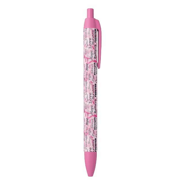 Breast Cancer Survivor Awareness Black Ink Pen (Bottom (Vertical))