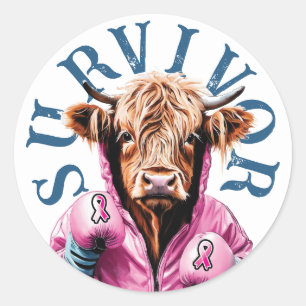 Breast Cancer Survivor Blue Classic Round Sticker