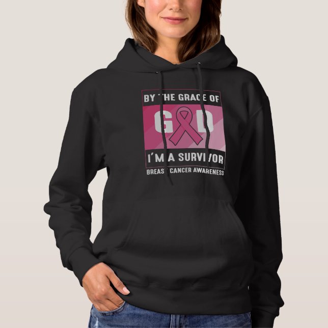 Breast Cancer Survivor By God’s Grace Christian Hoodie (Front)