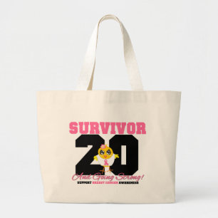 Breast Cancer Survivor Chick 20 Years Large Tote Bag