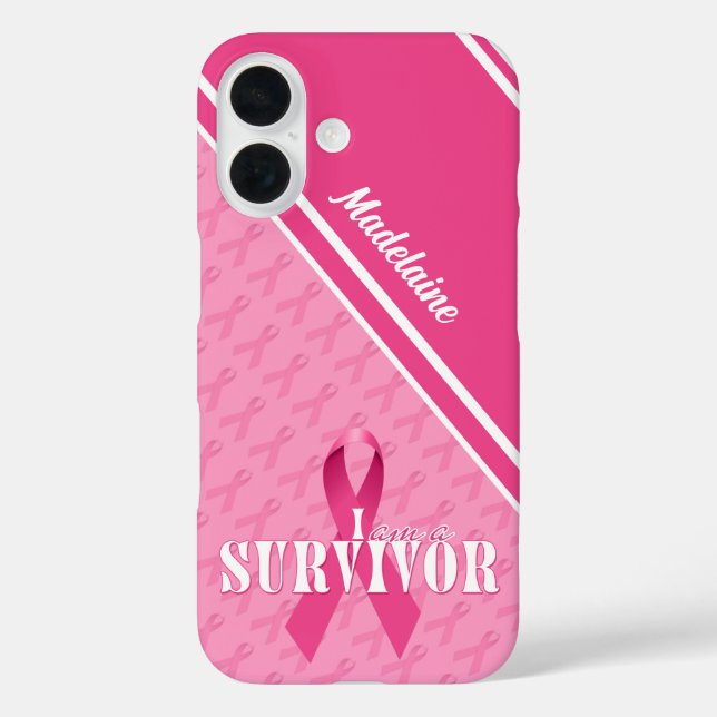 Breast Cancer Survivor Custom Pink Ribbon Case-Mate iPhone Case (Back)