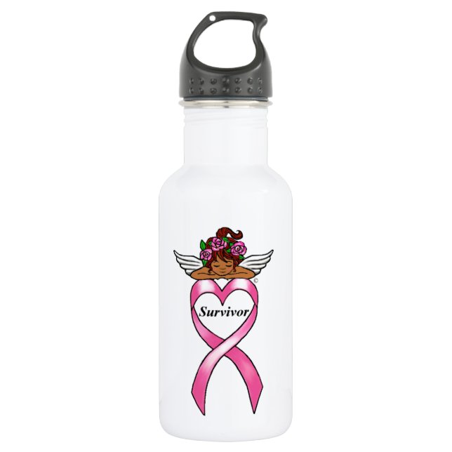Breast Cancer "Survivor" Ethnic Angel 532 Ml Water Bottle (Front)